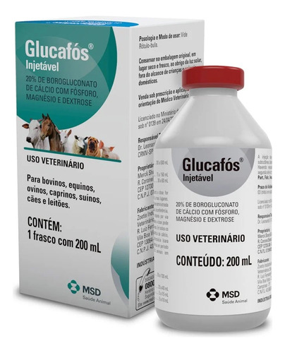 Glucafos Cálcio Injetável 200ml Msd