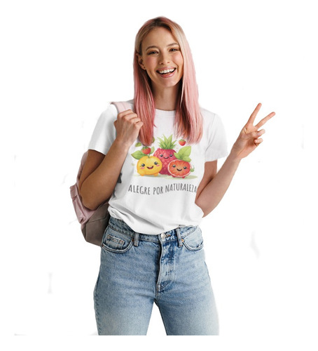 Playera Mujer Alegre Por Naturaleza Frutas Naranja Toronja 