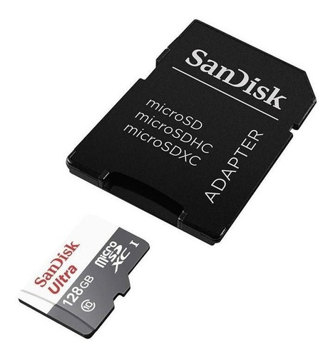 Imagen 1 de 6 de Memoria Micro Sd Sandisk 128gb Ultra Clase 10 Con Adaptador