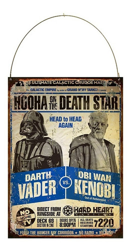 Cartel De Chapa Cine Star Wars Vader Vs Kenobi X946
