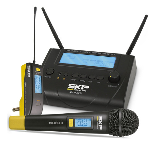 Kit Microfone S/fio C/transmissor, Receptor Multiset Iii Skp