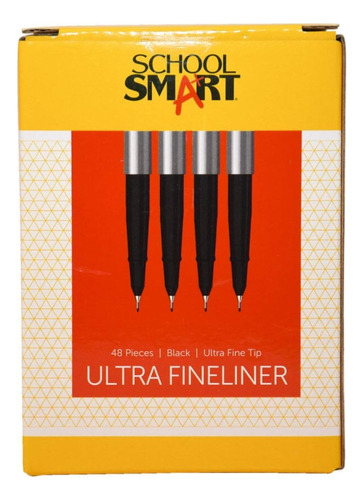 School Smart Ryblack Ultra Fineliner Pen 0,4 Mm, Negro 48