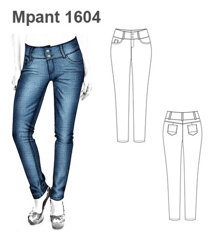 Molde, Patrón Moldes Pantalon Jeans Elasticado Tiro Medio