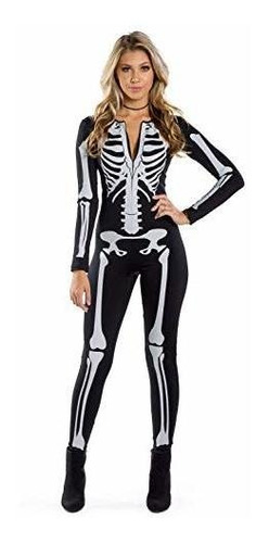 Disfraz Entero De Esqueleto Ideal Para Halloween, Para Mujer