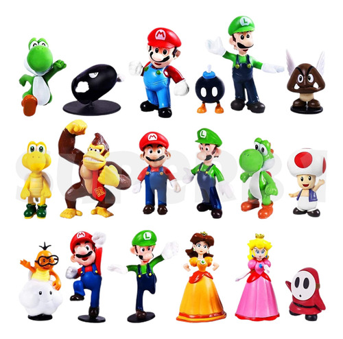 Juguetes De Super Mario Bros, Luigi, Yoshi, 18 Pzs