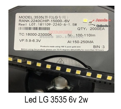 10 Led Backlight  LG 3535 2w 6v Blanco Frío 