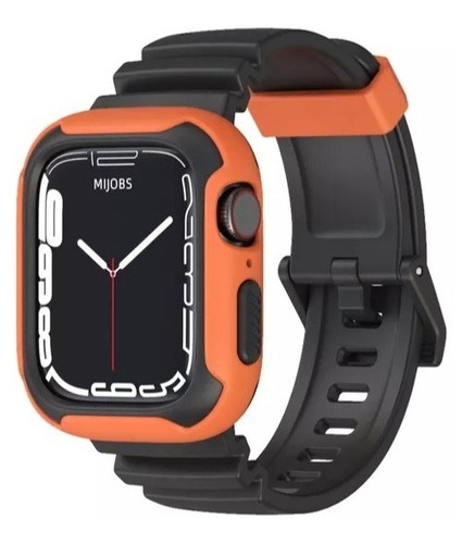 Correa Para Apple Watch Uso Rudo + Protector De Pantalla Color Naranja-negro Tamaño Del Reloj 42/44/45mm