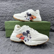 Comprar Tenis Tenis Zapatillas De Cuero Para Hombres Y Mujeres De La Serie Rhyton Gucci B