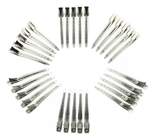 Pinza Perforada Para Cabello Tipo Pico De Garza Acero 30 Pcs