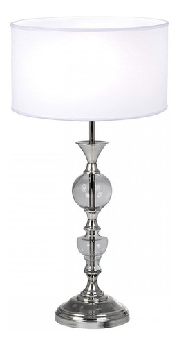 Lampara De Mesa Luz Moderna Veladores Living Dormitorio Lds Estructura Platil Pantalla Blanco