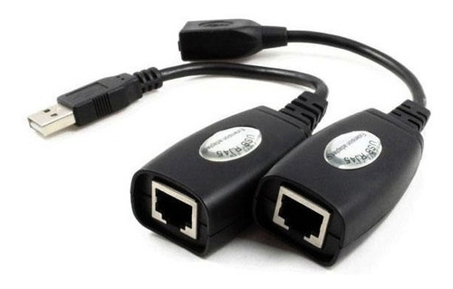 Cabo Adaptador Extensor Usb Via Cabo De Rede Rj45 Até 45m Cor Preto