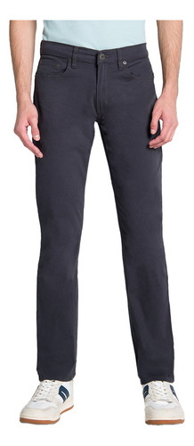 Pantalón De Gabardina Oggi Hombre Iron Slim Corte Recto Gris