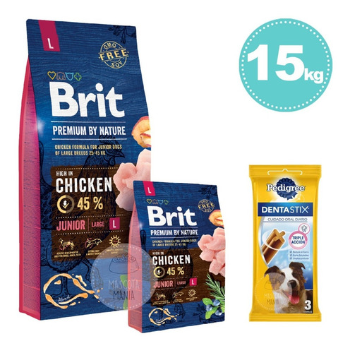 Imagen 1 de 2 de Brit Premium Cachorro L Raza Grande 15k - Racion Europea