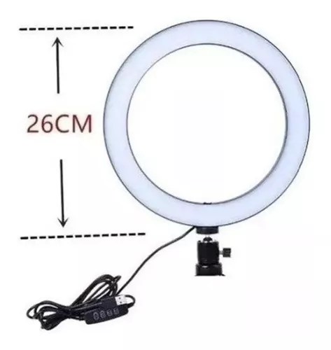 Ring Light Aro de Luz 26cm Con Soporte Para Celular + Trípode