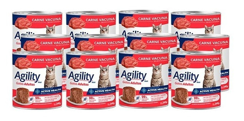 Imagen 1 de 6 de Agility Cats En Lata Sabor Carne X 340 Gr Pack X 12 Unidades