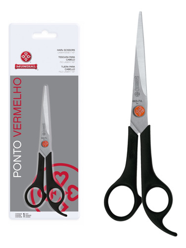 Tesoura Cabelo Laser 7 Pv 663-7 Mundial Ponto Vermelho