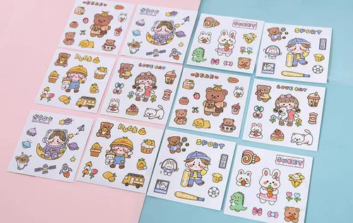 Pegatinas Moe Piggy Cute Al Azar, 10 Unidades, Con Forma De