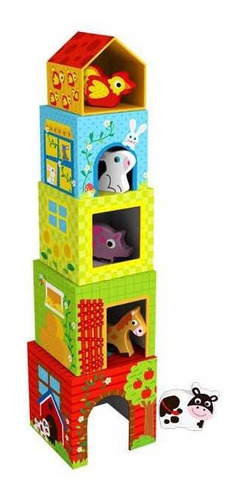 Cubos Apilar Con Animales Granja Tooky Toy Cadaques Kids