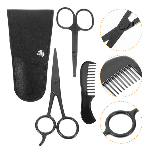 1 Set/4 Pcs Stainless Steel Mustache Trimming Shear Men Bear