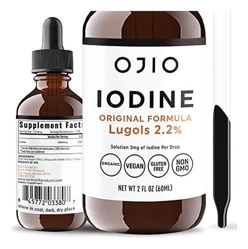 Solução De Iodo Ojio Lugols - Gotas De Iodo Líquido Com Pot