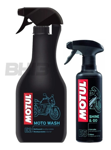 Kit Motul E2 Wash Mc Care + E5 Shine & Go Spray Limpeza 