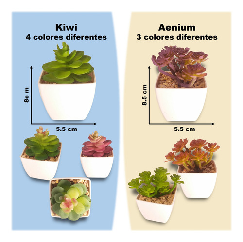 8 Plantas Suculentas Artificiales Decorativas De Plástico Verde