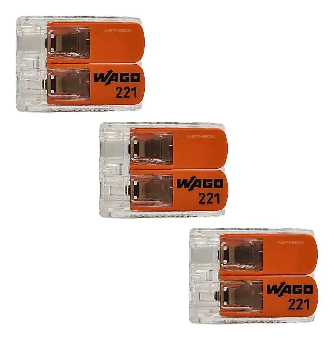 Kit C/ 3un Conector 221 612 Wago 6mm 2 Vias