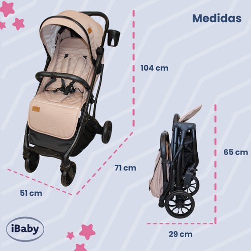 Carriola Ligera Auto Plegable Viajera Ibaby Xiao Ts - Caqui Caqui Negro
