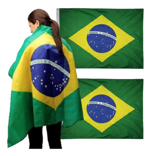 Kit 2 Bandeiras Do Brasil 1,5m 0,90m 150cm 90cm Manifestação