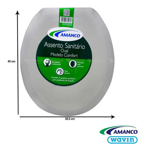 Imagem 3 de 4 de Assento Sanitario Almofadado Oval Confort Branco Amanco