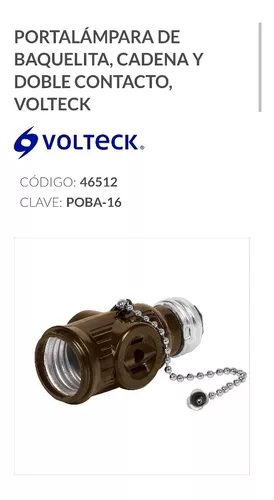 Portalámpara de baquelita, con interruptor de cadena,Volteck