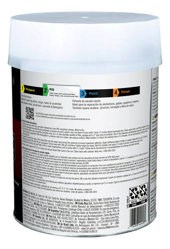 Filler Bondo Fast Dry, 2,86 Kg, Con Endurecedor, 81 Ml, Fórm