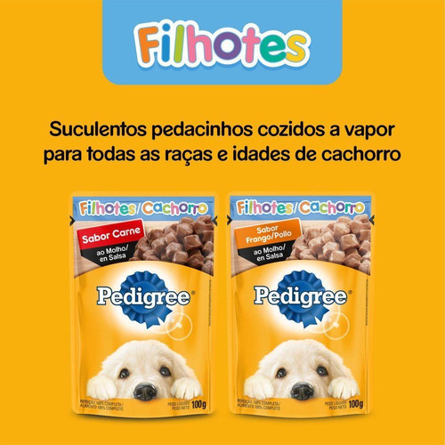 Imagem 6 de 7 de Ração Úmida Pedigree Sachê Carne Ao Molho Cães Filhotes 100g