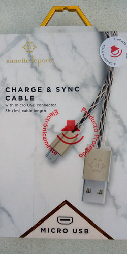 Cable Metálico Micro Usb B De Uso Rudo Sync Nanette Lepore