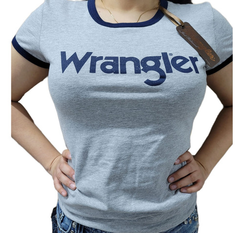 Playera Wrangler Clásico Gris Mujer Adultos Algodón