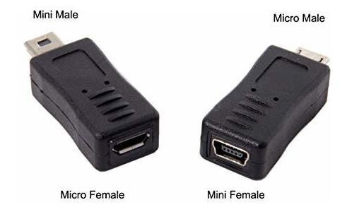 Cy 2pcs Mini Usb Macho Un Micro Usb 5pin Hembra Adaptador De