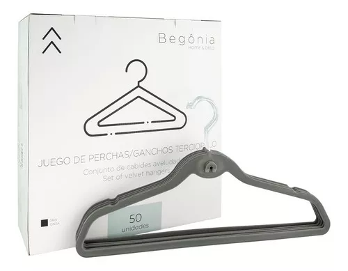 50 Cabides Veludo Cinza Slim Ultra Finos Antideslizante no Shoptime