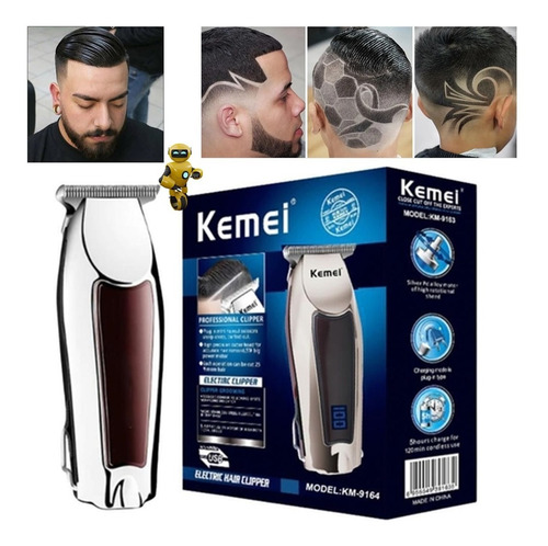 Imagem 2 de 7 de Kit Com 3 Maquinas Cortar Cabelo Barbear Profissional Kemei