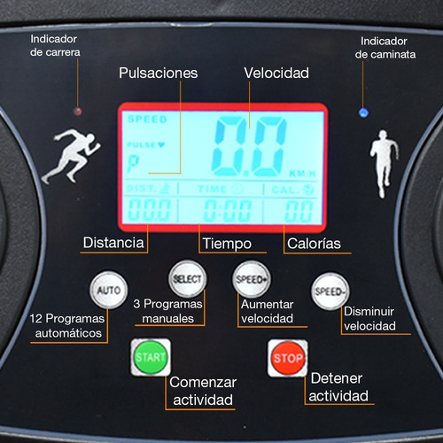 Imagen 3 de 8 de Caminador Trotador Eléctrico Plegable 2.0hp Con Monitor Led