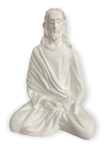 Imagem Estátua Jesus Cristo Meditando 22 Cm Gesso Cru