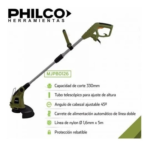 Bordeadora Cortadora De Pasto Potente Philco 500w Mjpbo126