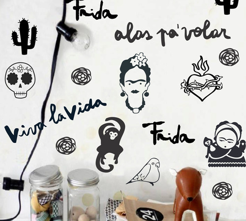 Vinilos Decorativos Frida Kahlo Trama Decoracion Pack Grande