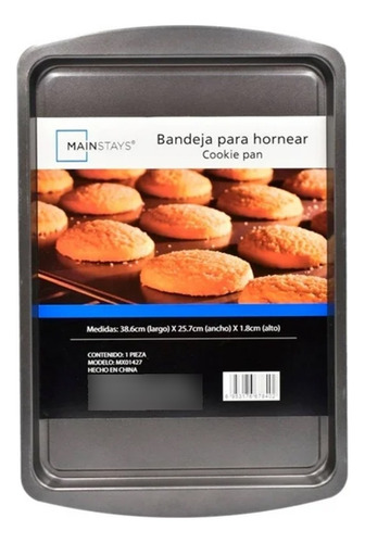Bandeja Para Hornear Mainstays 38.6 X 25.7 X 1.8 Cm Gris Oscuro
