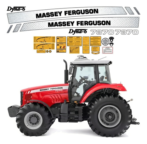 Kit De Adesivo Trator Massey Ferguson 7370 Dyna-6 Completo Cor ADESIVO TRATOR MF 7370 DYNA-6