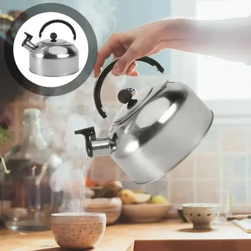 Tetera Silbadora De Acero Inoxidable 2.5L – Para Todas Las Cocinas (inducción, Gas, Vitrocerámica), Color Gris Y Mango Ergonómico