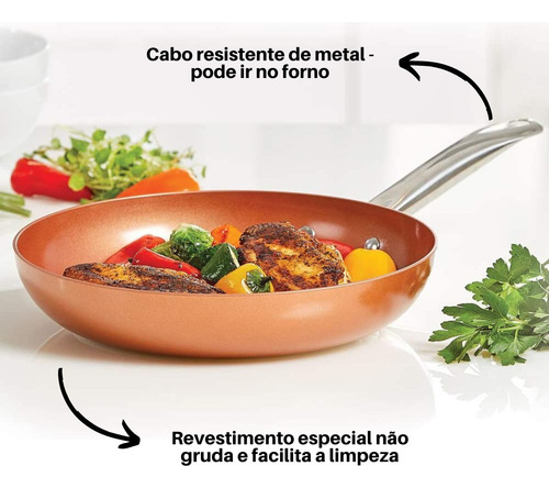Frigideira Antiaderente Com Tampa Cerâmico Titânio Promoção