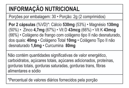 Colágeno Tipo 2 Con Vit D3, Curcuma, Magn, Zinc, Calcio