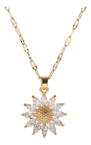 Collar De Cadena Con Dije De Girasol Chapado En Oro P/mujer