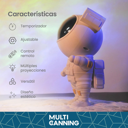 Lámpara Astronauta Proyector Luz Noche Estrellas Galaxia