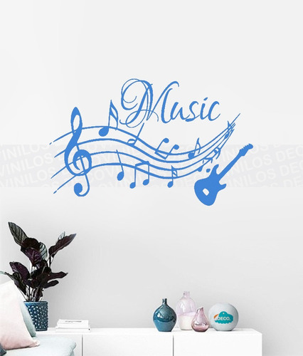 Vinilo Decorativo Musica Personalizado Music Notas Guitarras